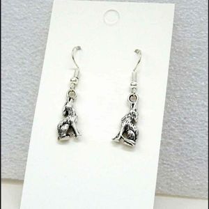 Sterling silver 925 howling wolf Earrings celtic wolf